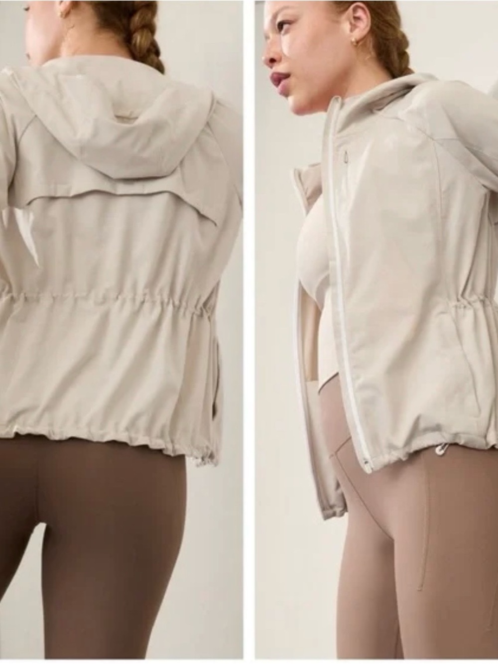 Athleta Light Beige Hooded Utility Jacket